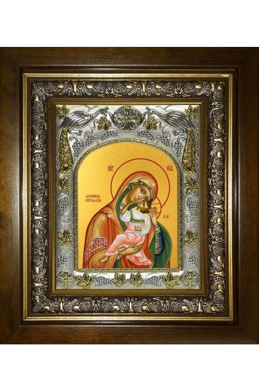 Икона Божьей Матери Яхромская, 14x18 см, в деревянном киоте 20х24 см, арт вк-5222
