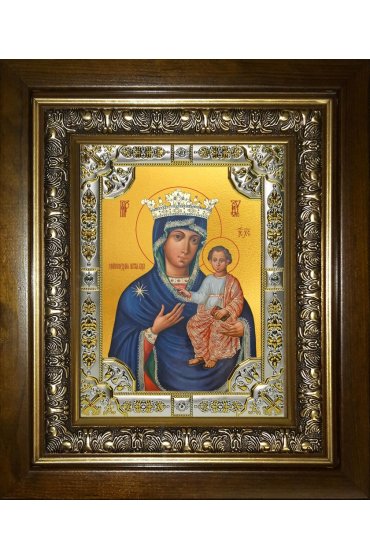 Икона Божья Матерь Юровичская Милосердная, 18x24 см, со стразами, в деревянном киоте, арт вк-5236