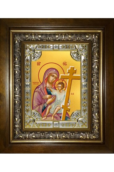 Икона Божьей Матери Новоникитская, 18x24 см, со стразами, в деревянном киоте, арт вк-5243