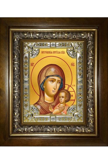 Икона Божьей Матери Петровская, 18x24 см, со стразами, в деревянном киоте, арт вк-5249