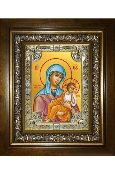 Икона Божьей Матери Старорусская, 18x24 см, со стразами, в деревянном киоте, арт вк-5264
