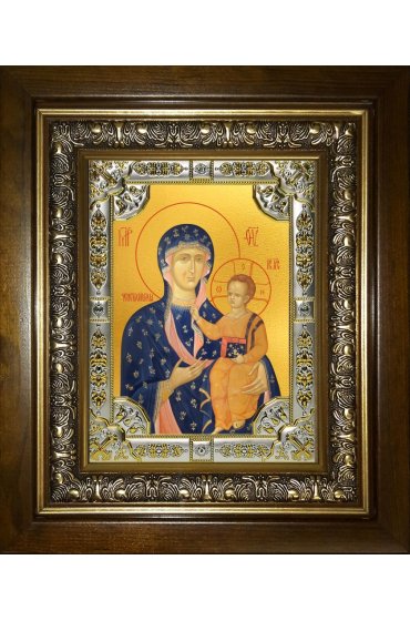Икона Божья Матерь Ченстоховская, 18x24 см, со стразами, в деревянном киоте, арт вк-5290