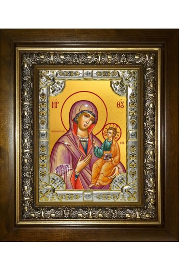 Икона Божья Матерь Ченстоховская, 18x24 см, со стразами, в деревянном киоте, арт вк-5291