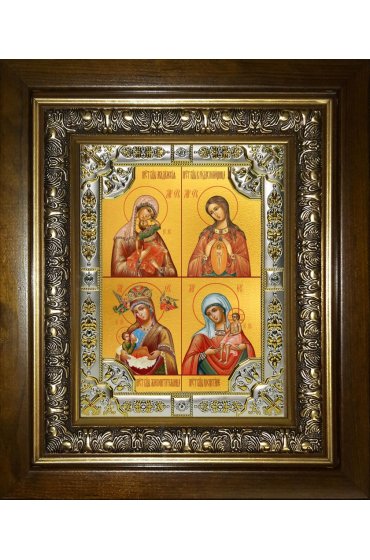 Икона Божьей Матери Четырехчастная, 18x24 см, со стразами, в деревянном киоте, арт вк-5294