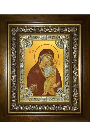 Икона Божьей Матери Ярославская, 18x24 см, со стразами, в деревянном киоте, арт вк-5300