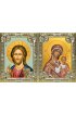 Икона Складень Спаситель Божья Матерь Казанская, серебро 18 х 24 со стразами, арт вк-5350-3110 Икона Складень Спаситель Божья Матерь Казанская, серебро 18 х 24 со стразами, арт вк-5350-3110