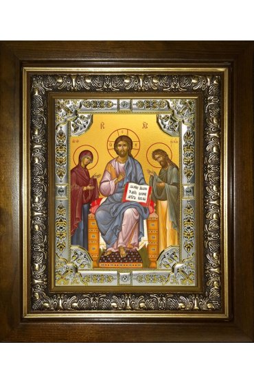 Икона Спас на Престоле (Деисус), 18x24 см, со стразами, в деревянном киоте, арт вк-5448