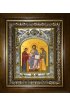 Икона Спас на Престоле (Деисус), 14x18 см, в деревянном киоте 20х24 см, арт вк-5460