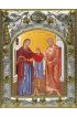 Икона Иоаким и Анна, 14x18 в серебряном окладе, арт вк-5585