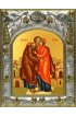 Икона Иоаким и Анна, 14x18 в серебряном окладе, арт вк-5586
