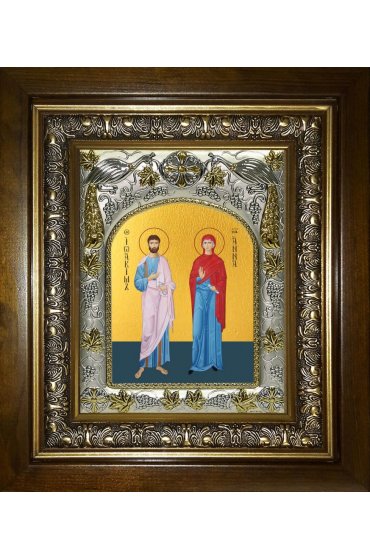 Икона Иоаким и Анна, 14x18 см, в деревянном киоте 20х24 см, арт вк-5590