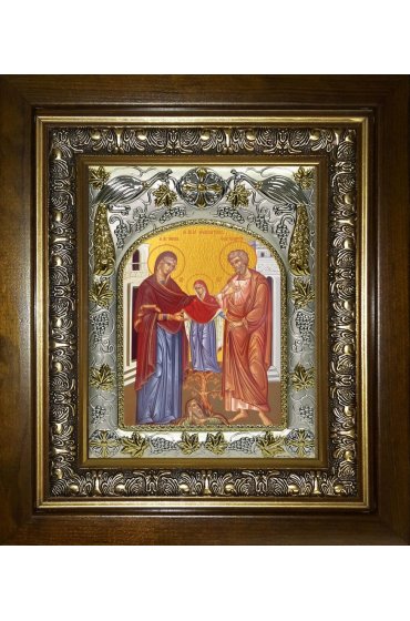 Икона Иоаким и Анна, 14x18 см, в деревянном киоте 20х24 см, арт вк-5591