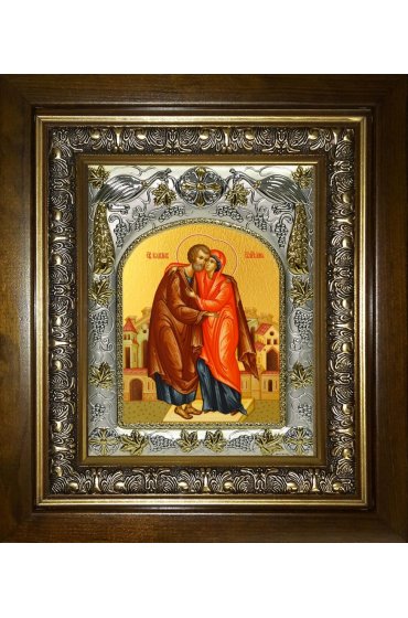 Икона Иоаким и Анна, 14x18 см, в деревянном киоте 20х24 см, арт вк-5592