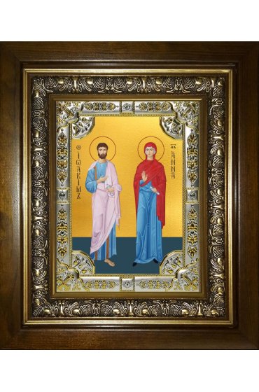 Икона Иоаким и Анна, 18x24 см, со стразами, в деревянном киоте, арт вк-5593