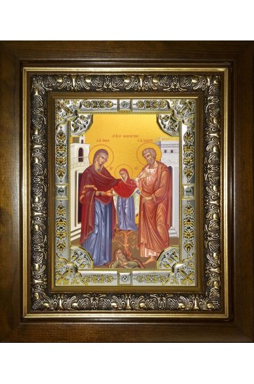 Икона Иоаким и Анна, 18x24 см, со стразами, в деревянном киоте, арт вк-5594