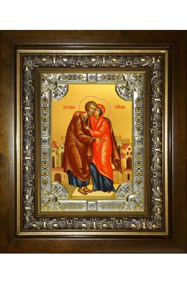 Икона Иоаким и Анна, 18x24 см, со стразами, в деревянном киоте, арт вк-5595