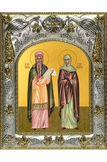 Икона Захария и Елисавета 14x18 в серебряном окладе, арт вк-5619