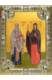 Икона Киприан и Иустина мученики 18 х 24 со стразами, арт вк-5653