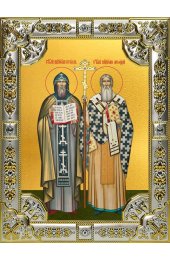 Икона Кирилл и Мефодий равноапостольные 18 х 24 со стразами, арт вк-5654