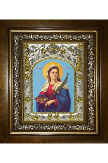 Икона Лукия Сиракузская, 14x18 см, в деревянном киоте 20х24 см, арт вк-5668