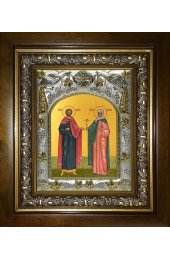 Икона Адриан и Наталия, 14x18 см, в деревянном киоте 20х24 см, арт вк-5685