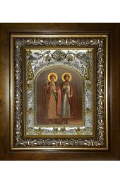 Икона Борис и Глеб благоверные, 14x18 см, в деревянном киоте 20х24 см, арт вк-5686