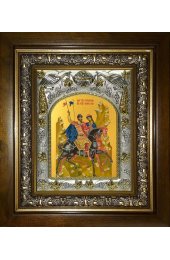 Икона Борис и Глеб благоверные, 14x18 см, в деревянном киоте 20х24 см, арт вк-5687