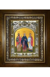 Икона Гурий, Самон и Авив мученики, 14x18 см, в деревянном киоте 20х24 см, арт вк-5688