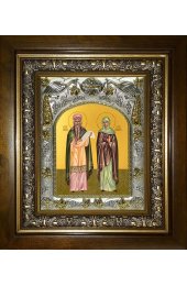 Икона Захария и Елисавета, 14x18 см, в деревянном киоте 20х24 см, арт вк-5689