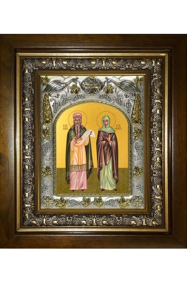 Икона Захария и Елисавета, 14x18 см, в деревянном киоте 20х24 см, арт вк-5689