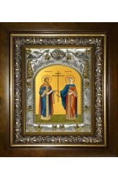 Икона Константин и Елена равноапостольные, 14x18 см, в деревянном киоте 20х24 см, арт вк-5693