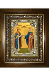 Икона Константин и Елена равноапостольные, 18x24 см, со стразами, в деревянном киоте, арт вк-5723