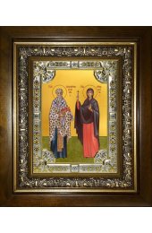 Икона Киприан и Иустина, 18x24 см, со стразами, в деревянном киоте, арт вк-5728