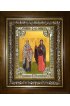 Икона Киприан и Иустина, 18x24 см, со стразами, в деревянном киоте, арт вк-5728