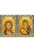 Икона Складень Спаситель Божья Матерь Владимирская, серебро 18 х 24 со стразами, арт вк-5735-2819