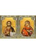 Икона Складень Спаситель Божья Матерь Владимирская, серебро 18 х 24 со стразами, арт вк-5736-2829