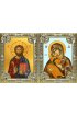 Икона Складень Спаситель Божья Матерь Владимирская, серебро 18 х 24 со стразами, арт вк-5740-2827