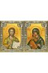 Икона Складень Спаситель Божья Матерь Владимирская, серебро 18 х 24 со стразами, арт вк-5741-2849