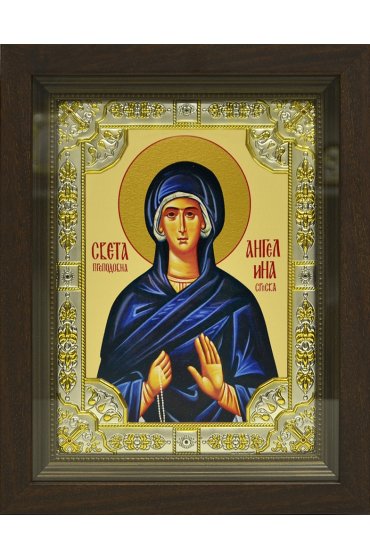 Икона Ангелина, 18x24 см, со стразами, в деревянном киоте, арт вк-635