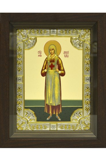 Икона Аполлинария, 18x24 см, со стразами, в деревянном киоте, арт вк-636