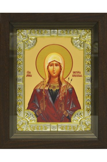 Икона Виктория Кордубская, 18x24 см, со стразами, в деревянном киоте, арт вк-639
