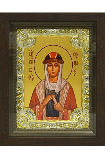 Икона София Слуцкая, 18x24 см, со стразами, в деревянном киоте, арт вк-645