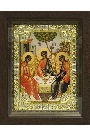 Икона Троица, 18x24 см, со стразами, в деревянном киоте, арт вк-653