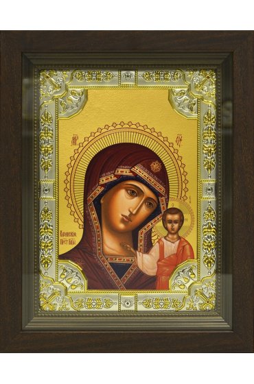 Икона Божья Матерь Казанская, 18x24 см, со стразами, в деревянном киоте, арт вк-657