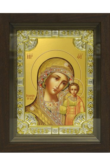 Икона Божья Матерь Казанская, 18x24 см, со стразами, в деревянном киоте, арт вк-658