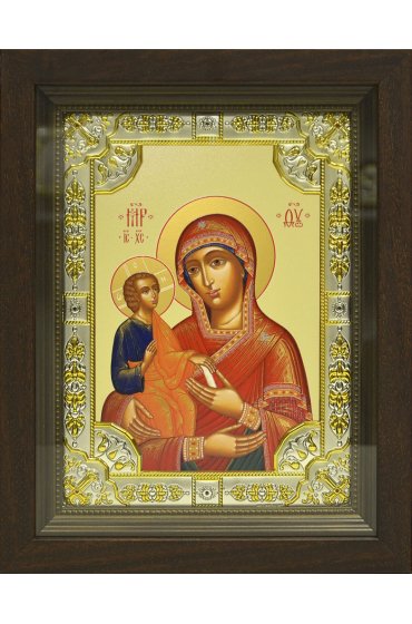 Икона Божья Матерь Троеручица, 18x24 см, со стразами, в деревянном киоте, арт вк-667
