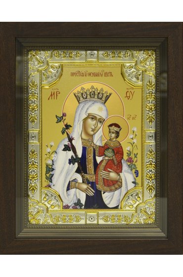 Икона Божья Матерь Неувядаемый Цвет, 18x24 см, со стразами, в деревянном киоте, арт вк-675
