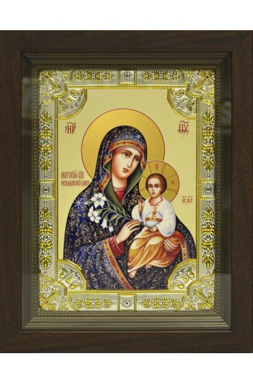 Икона Божья Матерь Неувядаемый Цвет, 18x24 см, со стразами, в деревянном киоте, арт вк-676