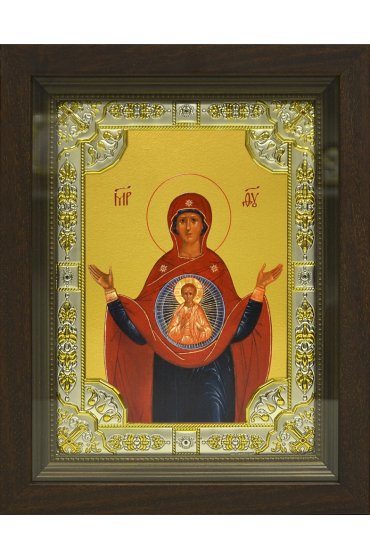 Икона Божья Матерь Знамение, 18x24 см, со стразами, в деревянном киоте, арт вк-678