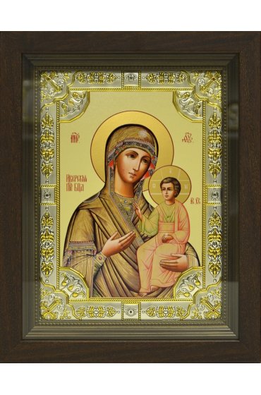 Икона Божья Матерь Иверская, 18x24 см, со стразами, в деревянном киоте, арт вк-682